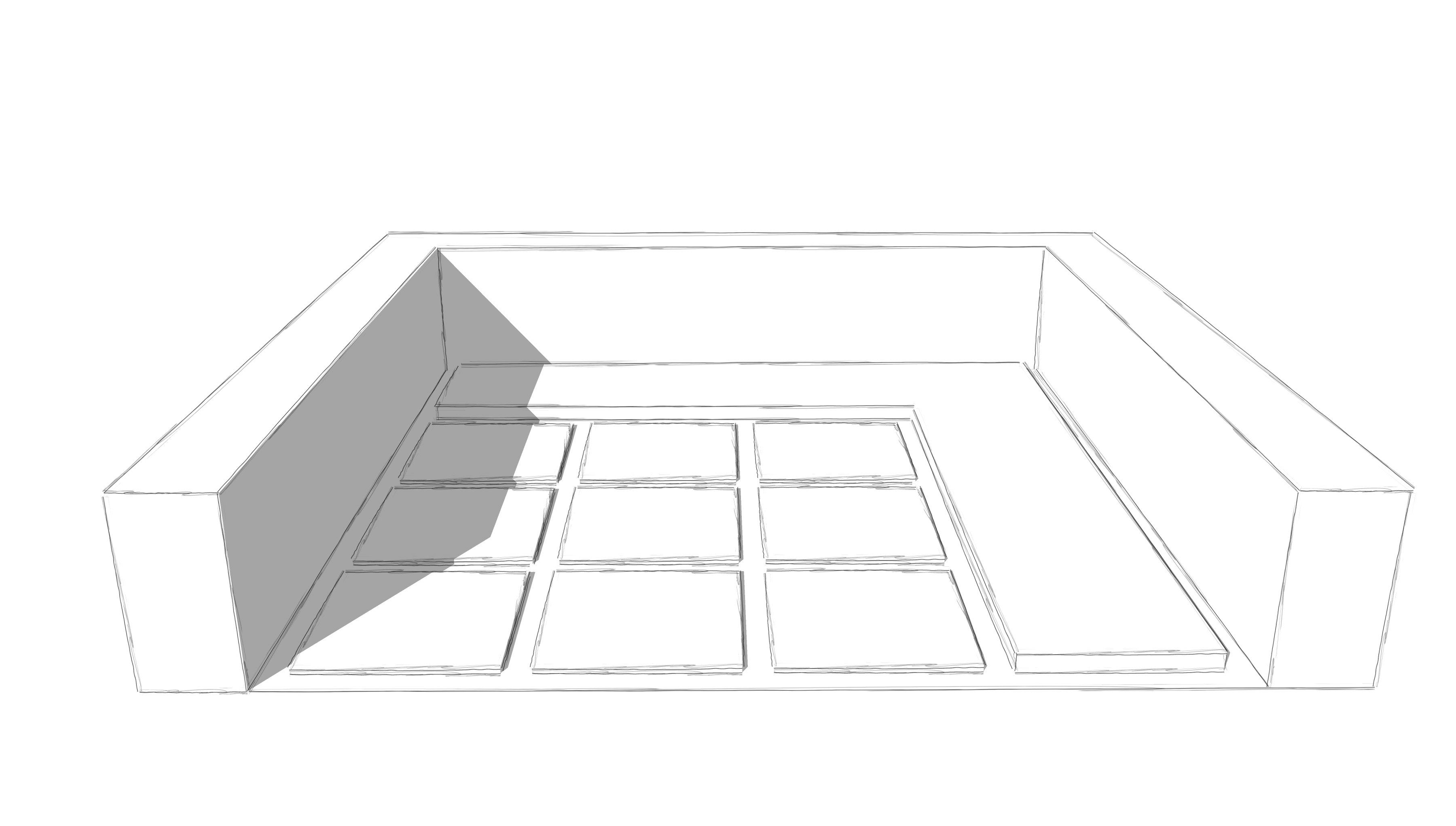 Patio mit Sitzplatz aus Grossformatplatten, Hochbeet mit Cortenstahleinfassung und Heckeneinfriedung